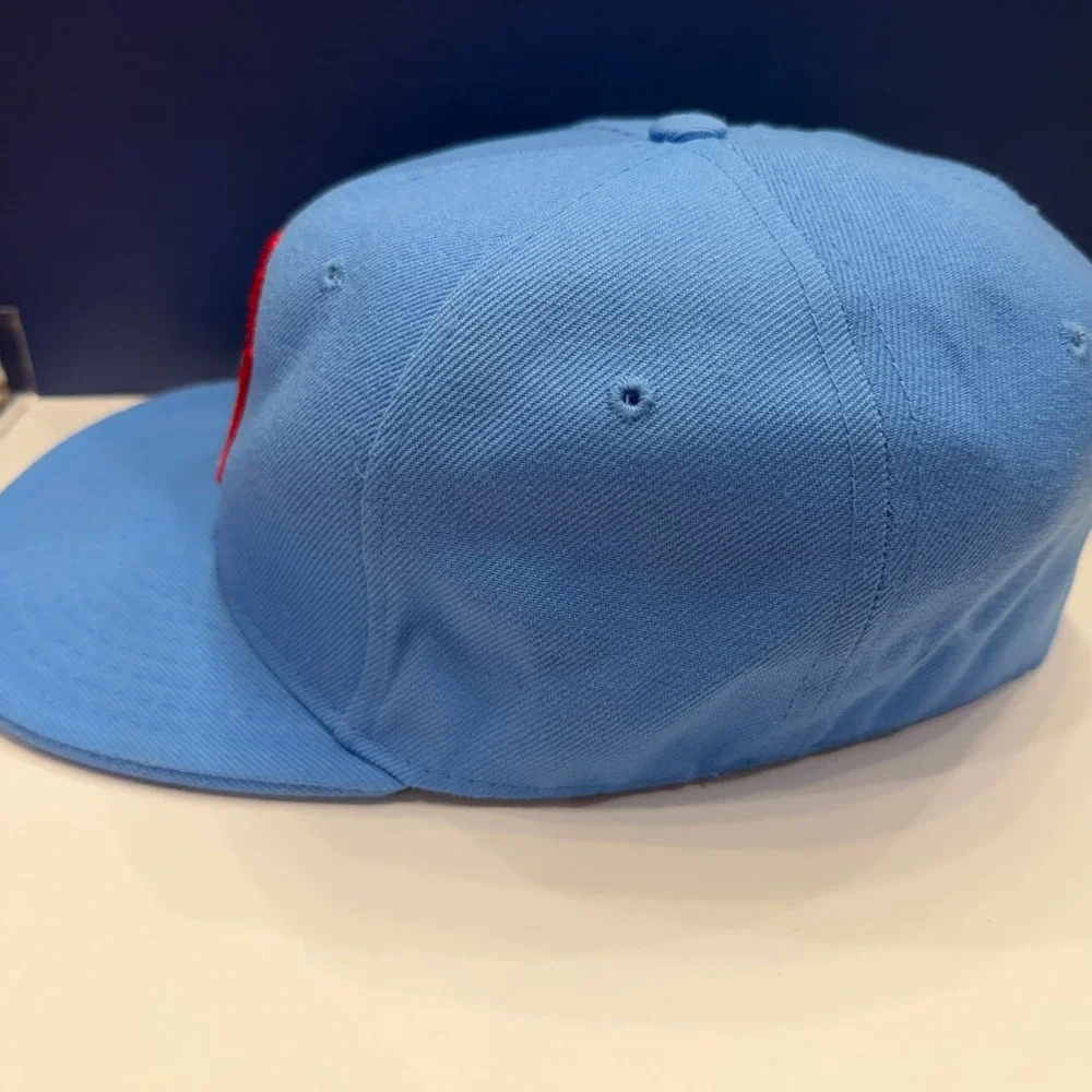 Pit Bull Houston Oilers Fitted‎ Hat Mens 7 5/8 Blue Flat Brim Oil Derrick Cap